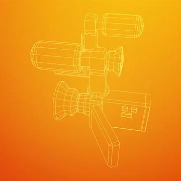 Digital video hand-held camera with rotating screen and external microphone Stock Illustration