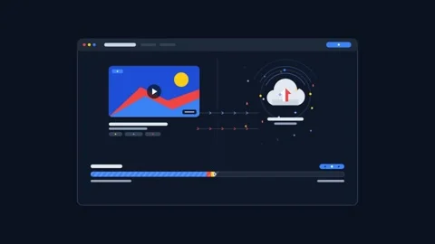 Digital Video Processing and Cloud Upload Visualization Stock Footage 344028203