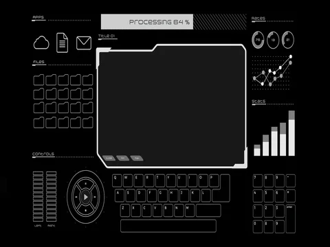 Digital Virtual animated touchscreen Interface video 4k with alpha channel Stock Footage 84333795