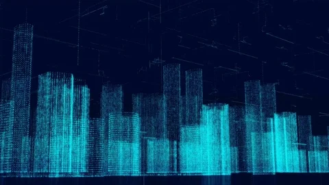 Digital virtual city Stock Footage 123281762