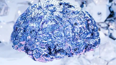 Digital Virtual human brain, Artificial intelligence machine learning Illustrazione stock