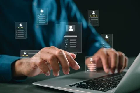Digital virtual interface online recruitment hiring smart technology, moder.. Stock Photos