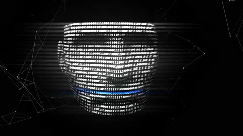 A digital virtual man generated from binary code Stock Footage 86702811