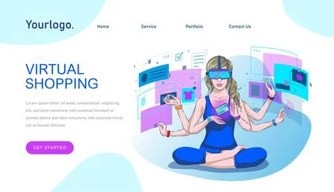 Digital Virtual Reality Metaverse and Augmented Reality Technology, Woman Wea Stock Illustration