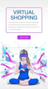 Digital Virtual Reality Metaverse and Augmented Reality Technology, Woman Wea Stock Illustration