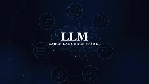 Digital virtual screen displaying LLM Large Language Model Видео 343919512