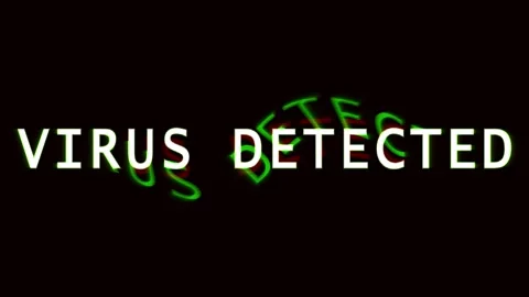 Digital virus alert screen with glitch effect during cyber security threat .. Stock Footage 344036761