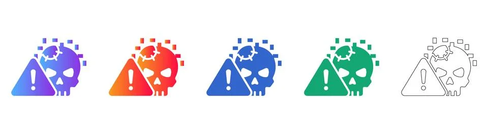 Digital Virus Threat Warning Set Stock Illustration
