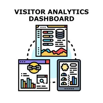 Digital visitor analytics dashboard processing business data Stock-Illustration