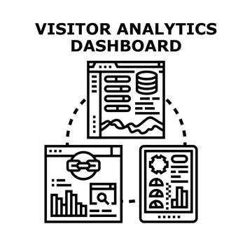 Digital visitor analytics dashboard processing business data Stock-Illustration