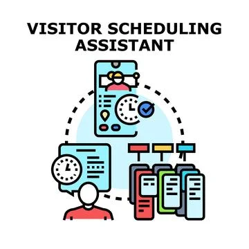 Digital visitor scheduling assistant managing appointments Stock Illustration