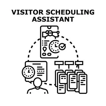 Digital visitor scheduling assistant managing appointments Illustrazione stock