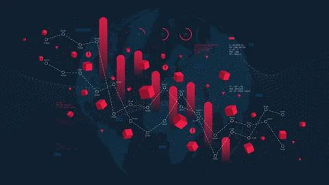Digital visualization of charts financial analytics and analysis of economic  스톡 일러스트