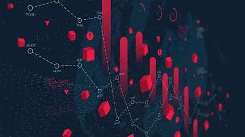 Digital visualization of charts financial analytics and analysis of economi.. Illustrazione stock