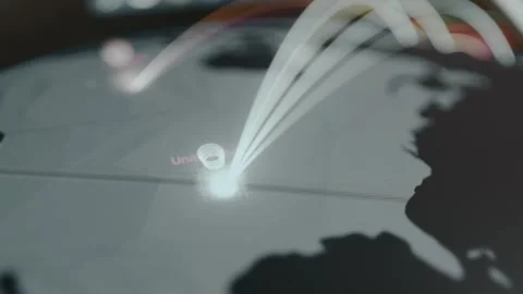 Digital visualization of cyber threats targeting the United States Stock Footage 330239650