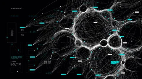 Digital visualization of data flow and formation of neural networks, database イラスト素材