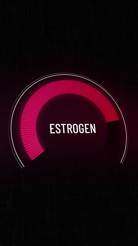 Digital visualization of Estrogen levels increasing, pink circular meter gaug 스톡 동영상 329238503