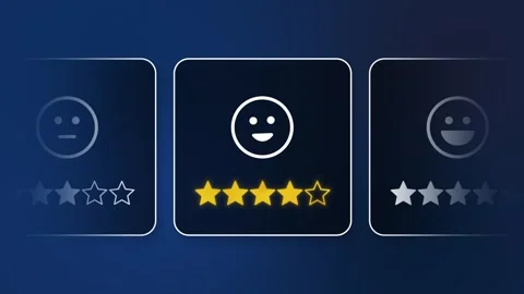 Digital visualization of four golden stars, representing excellent customer s Stock Footage 327419968