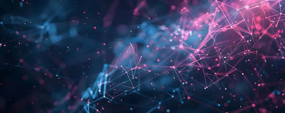 Digital visualization of a network with interconnected lines and dots, symb.. Stock Photos