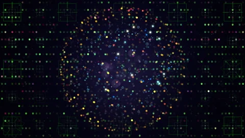 Digital Visualization of Network Nodes and Connections in Technological Sphere Stock-Footage 304597941