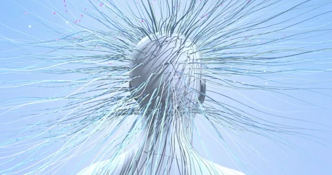 Digital visualization of neural brain signals and data exchange. Stock Footage 318612139