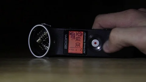 Digital voice recorder closeup on the dark background Stock Footage 73701003