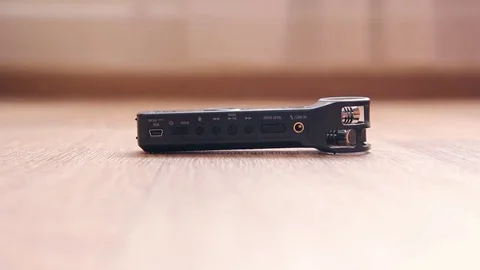 Digital voice recorder closeup on a light background Stock Footage 73701855