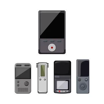 Digital voice recorders capturing sound and speeches Illustrazione stock