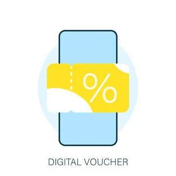 Digital voucher on phone screen. Concept illustration flat design vector eps10 イラスト素材