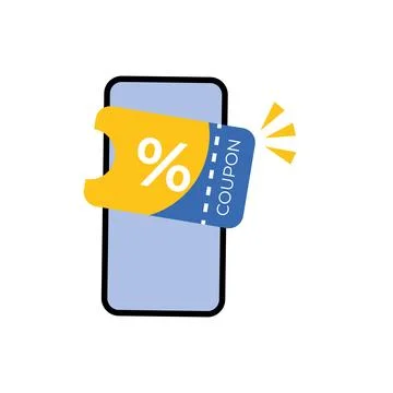 Digital voucher on smartphone screen concept illustration Stock Illustration
