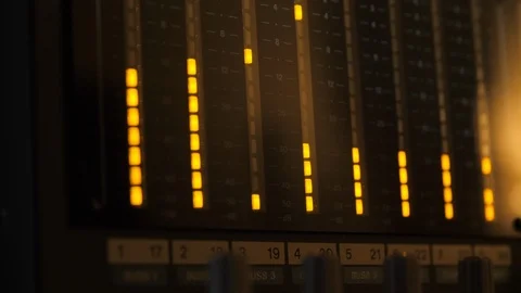Digital VU meters, close up, audio mixer Stock Footage 90785631