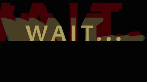 Digital Wait Signal with Glitch Effect and Blocks Over Black Background Stock Footage 343407778