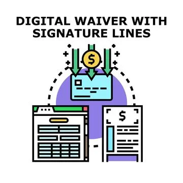 Digital waiver form processing online signature payment Stock Illustration