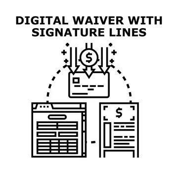Digital waiver form processing online signature payment Stock Illustration