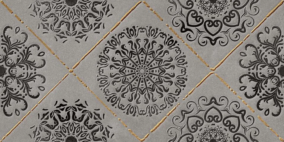 Digital Wall Tile Decor For interior Home or Ceramic wall tile Design. Stock Illustration