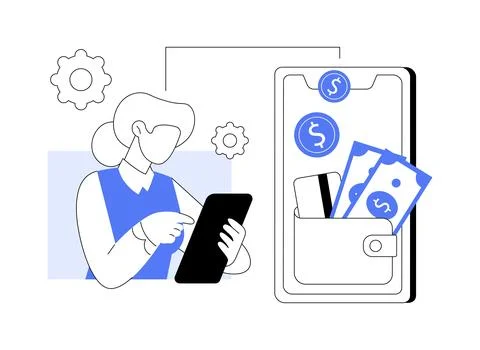 Digital wallet abstract concept vector illustration. Stock Illustration