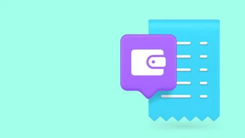 Digital Wallet And Bill Payment 3d Banner Template Vector Illustration. Stock Illustration