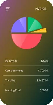 Digital Wallet Application Interface with Daily Expense Invoice Summary 스톡 일러스트