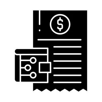 Digital Wallet with Bill Glyph Icon Stock Illustration