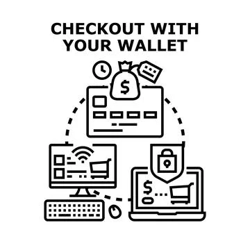 Digital wallet checkout process with online payment security Stock Illustration