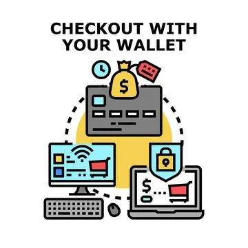 Digital wallet checkout process with online payment security Stock Illustration