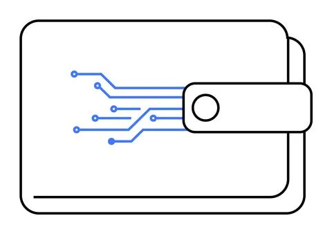 Digital Wallet with Circuitry Pattern Representing Modern Financial Technolog Illustrazione stock