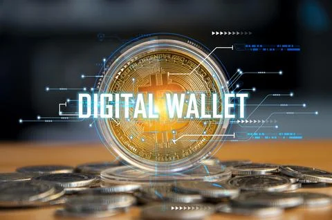 Digital Wallet concept that controls usage with blockchain and smart contacts Foto stock