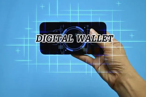 Digital Wallet concept that controls usage with blockchain and smart contacts Stock Photos
