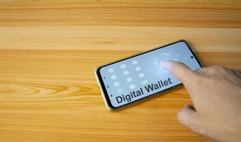 Digital Wallet concept that controls usage with blockchain and smart contacts Foto stock