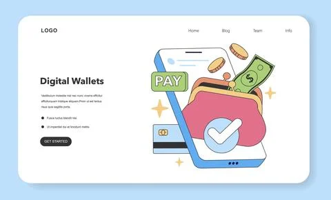 Digital Wallet concept. Flat vector illustration. Stock Illustration