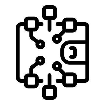 Digital wallet connecting to network of computers Stock Illustration