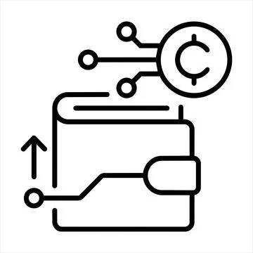Digital wallet with cryptocurrency data network connections, full details Stock Illustration