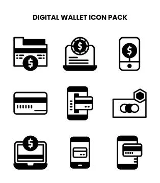 Digital Wallet DuoTone Vector Icons Pack Stock Illustration