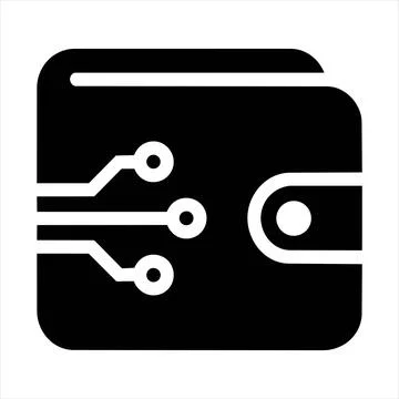 Digital wallet with electronic circuit line connections, full details prompt Illustrazione stock